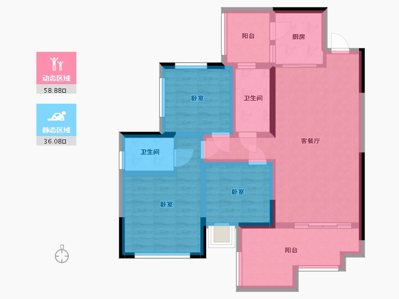 四川省-南充市-鸿升凯旋天地-83.36-户型库-动静分区