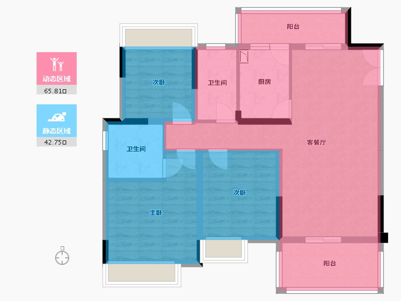 四川省-雅安市-青江华府-96.95-户型库-动静分区