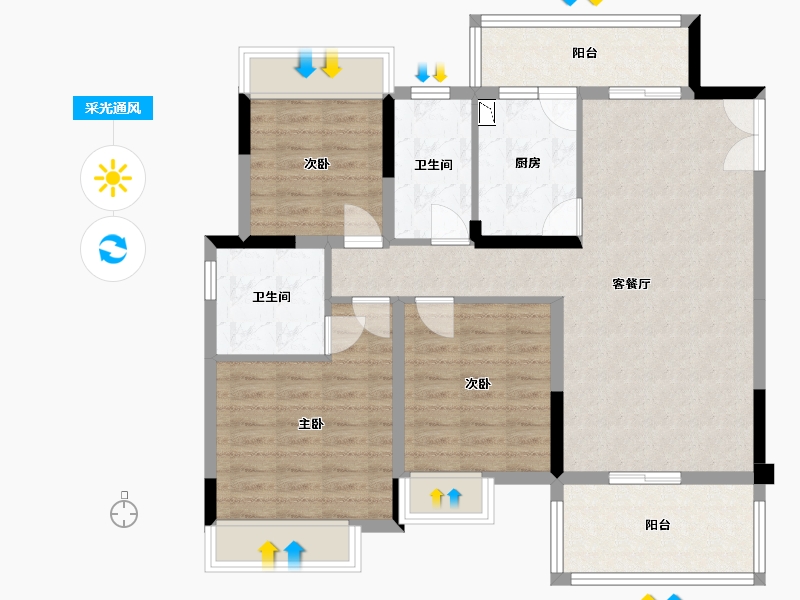 四川省-雅安市-青江华府-96.95-户型库-采光通风