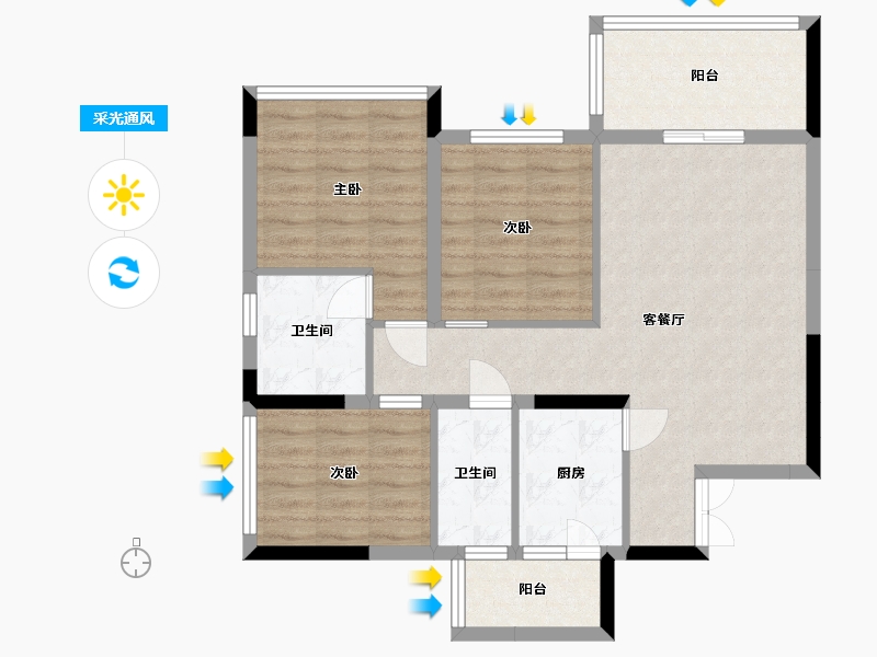 四川省-雅安市-青江华府-82.22-户型库-采光通风