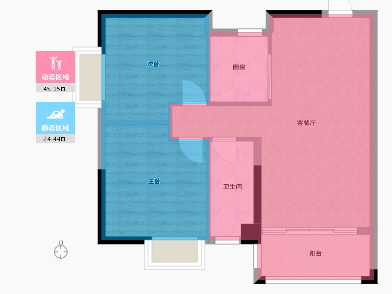 广西壮族自治区-桂林市-滨江云尚-62.91-户型库-动静分区