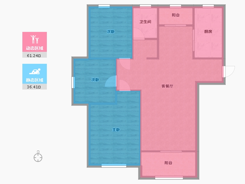 江苏省-苏州市-东方雅苑-89.34-户型库-动静分区