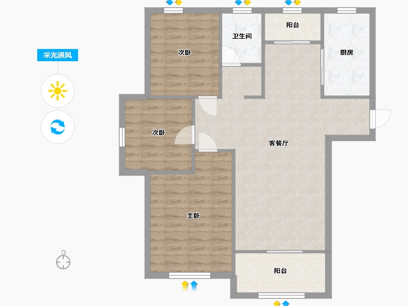 江苏省-苏州市-东方雅苑-89.34-户型库-采光通风