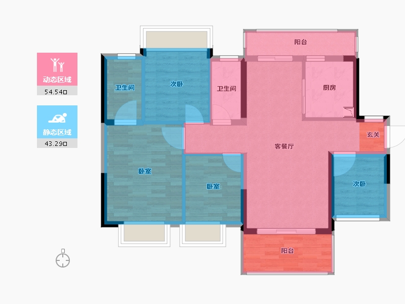 广西壮族自治区-南宁市-龙光玖悦府-87.76-户型库-动静分区