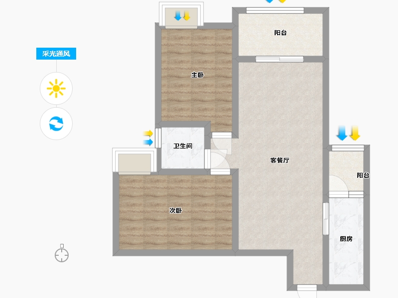 四川省-巴中市-南江香山粮苑御府香山-70.95-户型库-采光通风