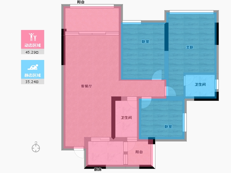 四川省-南充市-玉龙城-70.47-户型库-动静分区