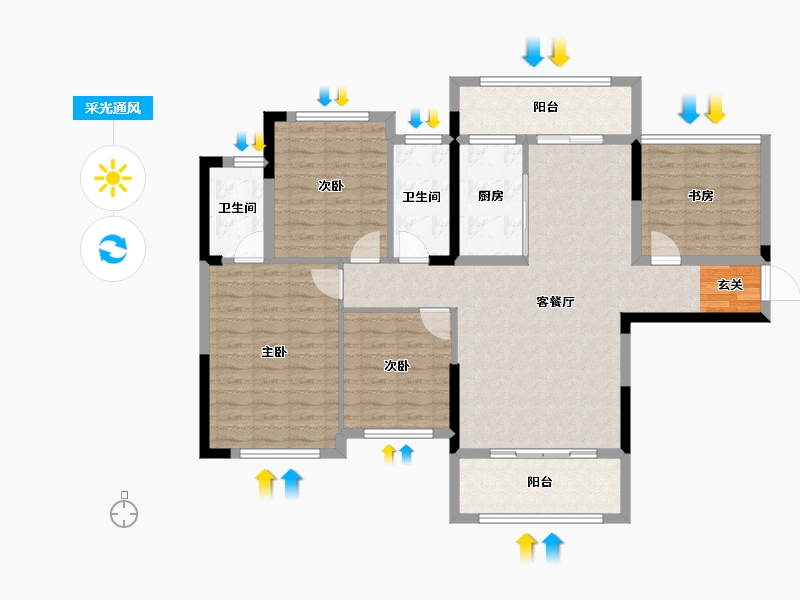 广西壮族自治区-桂林市-泽森山水绿城-111.01-户型库-采光通风