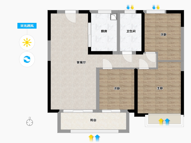 江苏省-盐城市-馥桂名居-86.00-户型库-采光通风