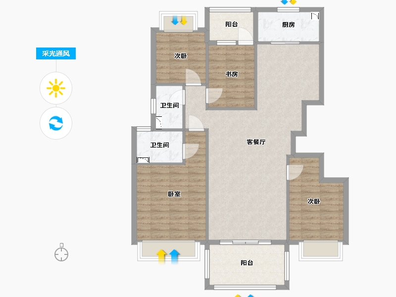 四川省-南充市-敏捷天樾-106.11-户型库-采光通风