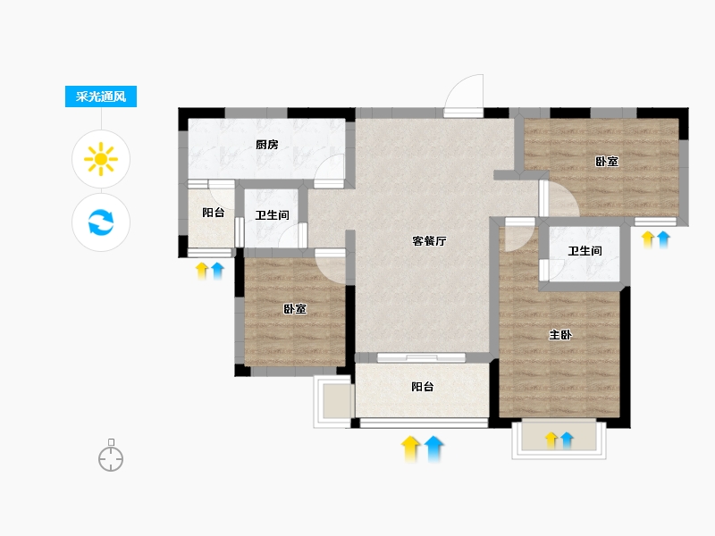 四川省-宜宾市-东湖半岛三期-76.30-户型库-采光通风