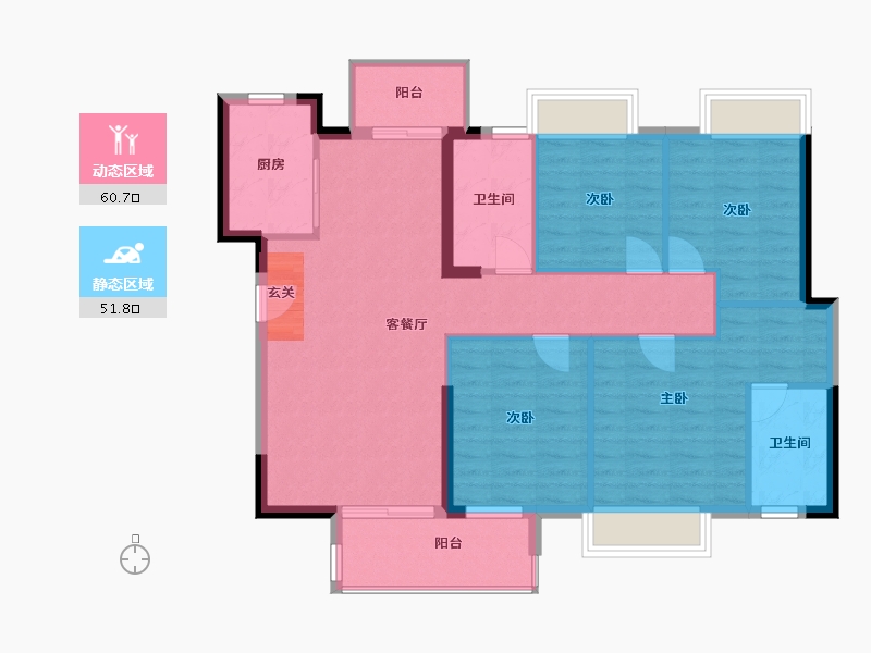 广西壮族自治区-南宁市-洋浦星-102.00-户型库-动静分区