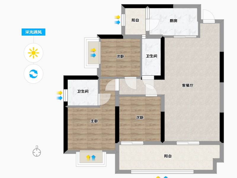 四川省-乐山市-大渡河府滨河湾-82.14-户型库-采光通风