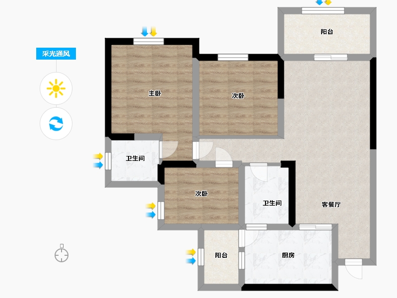 四川省-宜宾市-远达香榭里-73.99-户型库-采光通风