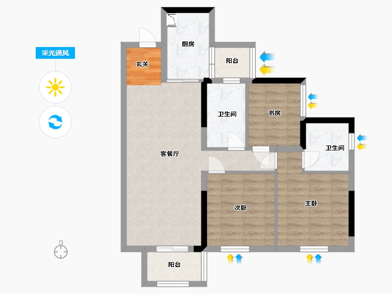 四川省-雅安市-领地金科碧桂园·天麓湾-76.00-户型库-采光通风