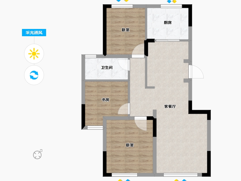 四川省-成都市-嘉裕第六洲隐溪谷-75.22-户型库-采光通风