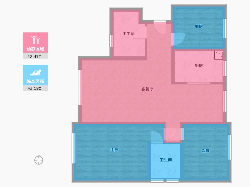 新疆维吾尔自治区-乌鲁木齐市-舒家苑-84.80-户型库-动静分区