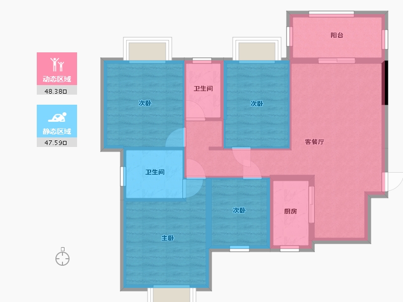 广西壮族自治区-桂林市-碧园南溪新城-85.59-户型库-动静分区