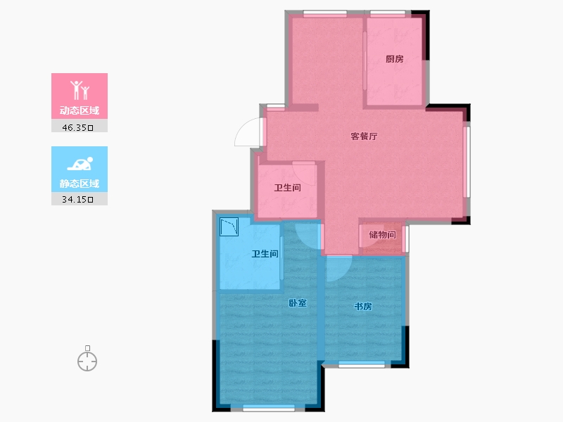 四川省-成都市-嘉裕第六洲隐溪谷-71.75-户型库-动静分区