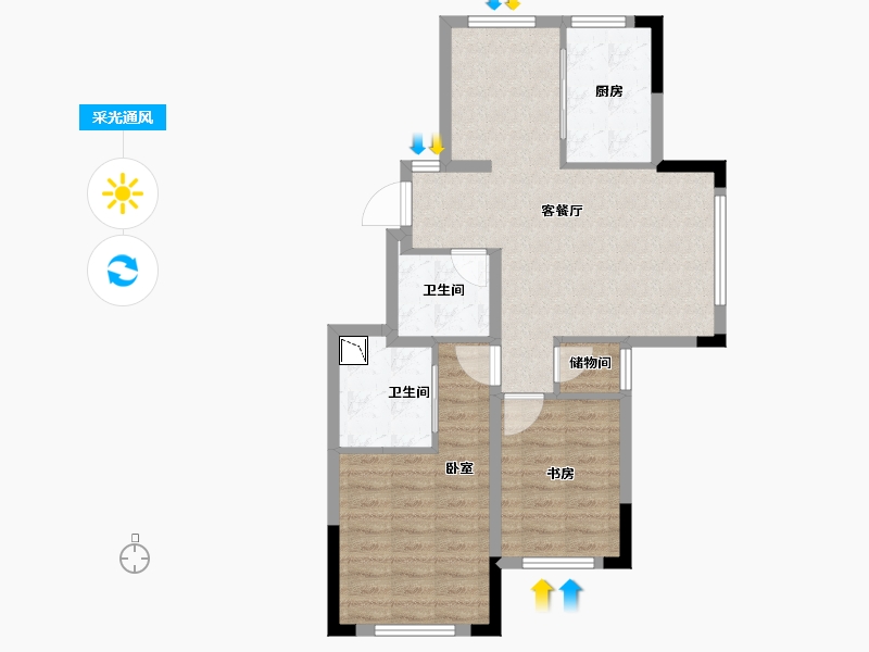 四川省-成都市-嘉裕第六洲隐溪谷-71.75-户型库-采光通风