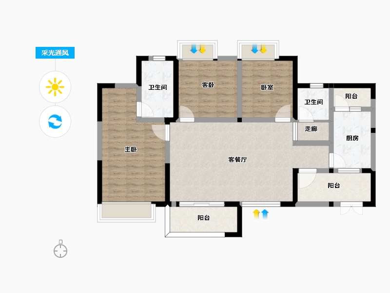 四川省-成都市-孔雀天成-98.63-户型库-采光通风