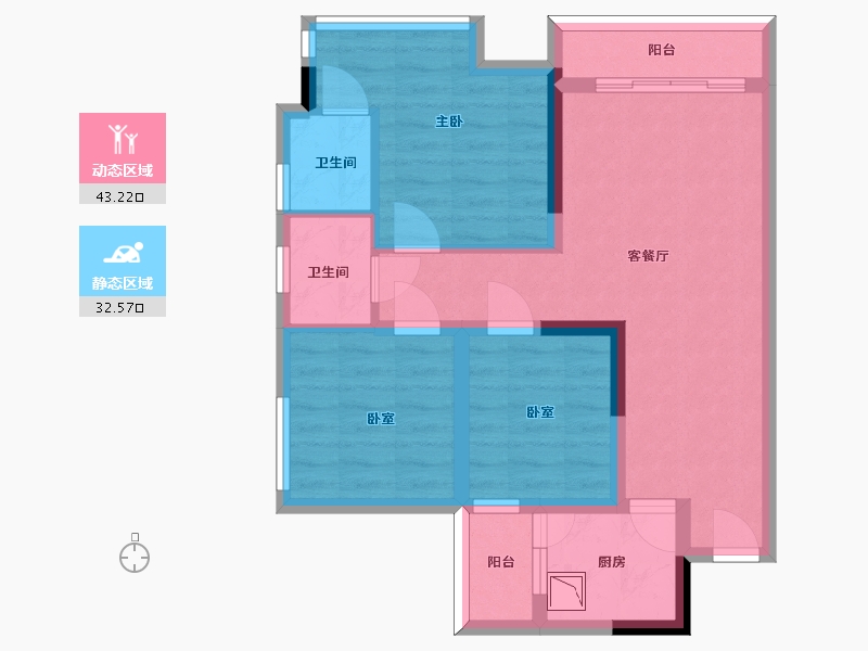 四川省-眉山市-鹭湖云锦台-65.95-户型库-动静分区