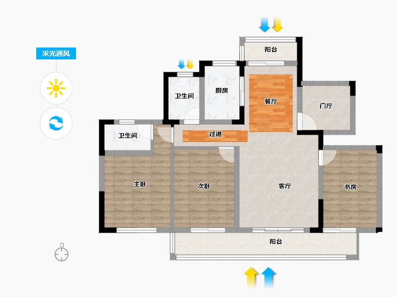 四川省-宜宾市-川南国际茶城筠州壹号-101.59-户型库-采光通风