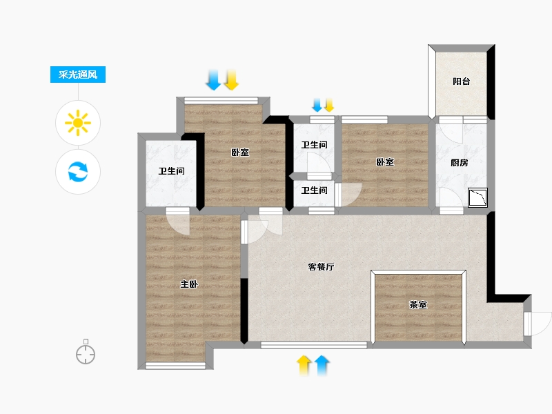 四川省-眉山市-鹭湖云锦台-81.99-户型库-采光通风