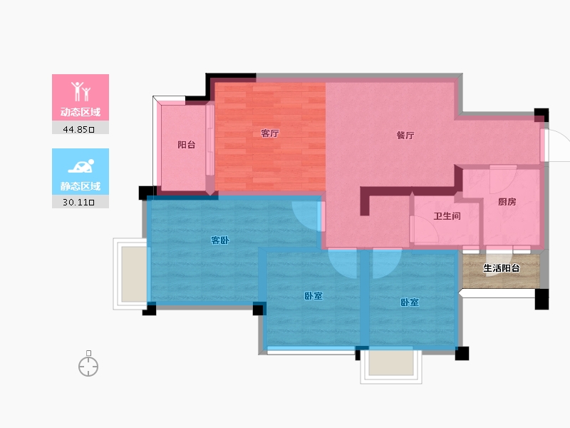 四川省-成都市-铂悦郡一期-68.55-户型库-动静分区