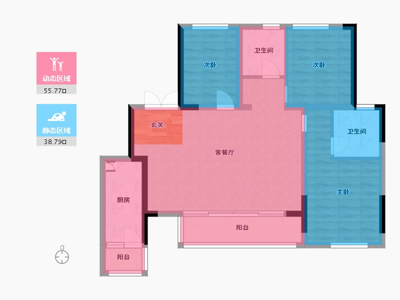 四川省-雅安市-领地金科碧桂园·天麓湾-84.00-户型库-动静分区