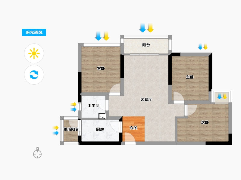 四川省-成都市-铂悦郡一期-66.58-户型库-采光通风