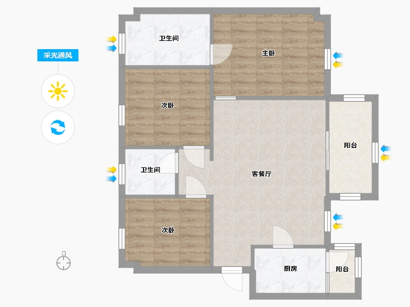 广东省-广州市-金马香颂居-80.44-户型库-采光通风