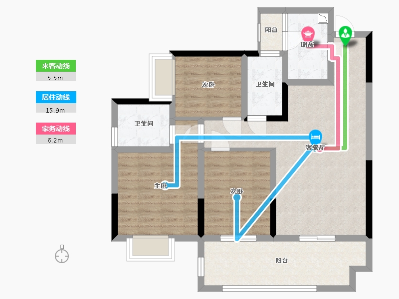 四川省-宜宾市-正和美好和居-85.87-户型库-动静线