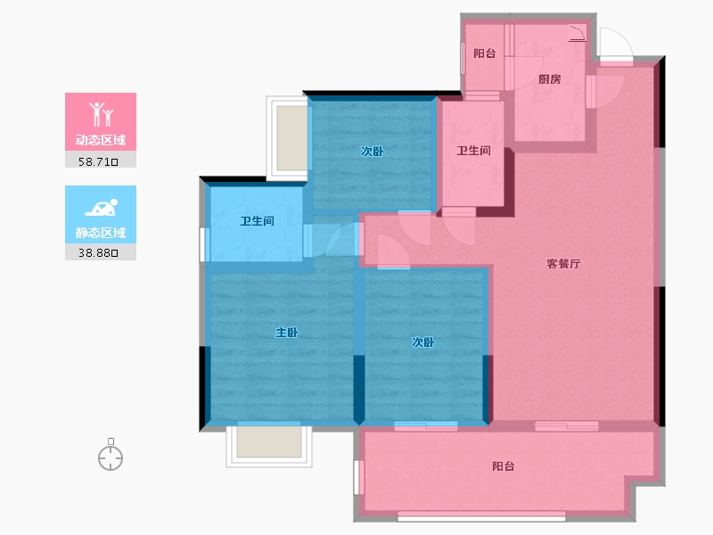 四川省-宜宾市-正和美好和居-85.87-户型库-动静分区