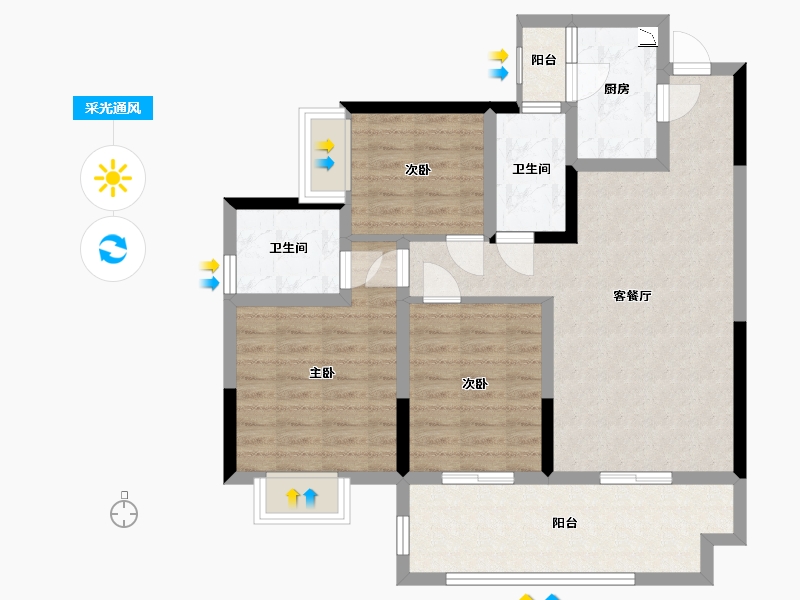 四川省-宜宾市-正和美好和居-85.87-户型库-采光通风