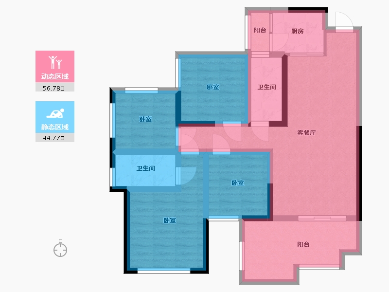 四川省-南充市-鸿升凯旋天地-88.73-户型库-动静分区