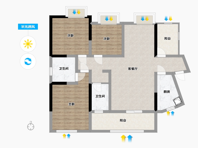 四川省-宜宾市-正和美好和居-100.25-户型库-采光通风