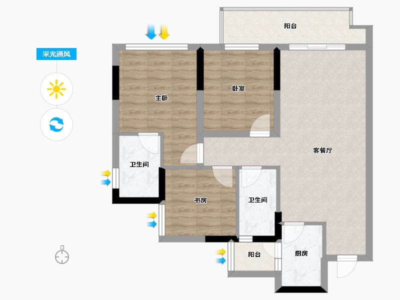 四川省-遂宁市-金科集美天宸-77.39-户型库-采光通风