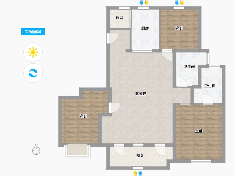 山东省-青岛市-中欧国际城-97.68-户型库-采光通风