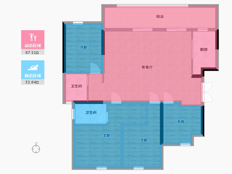 重庆-重庆市-万云府-108.76-户型库-动静分区