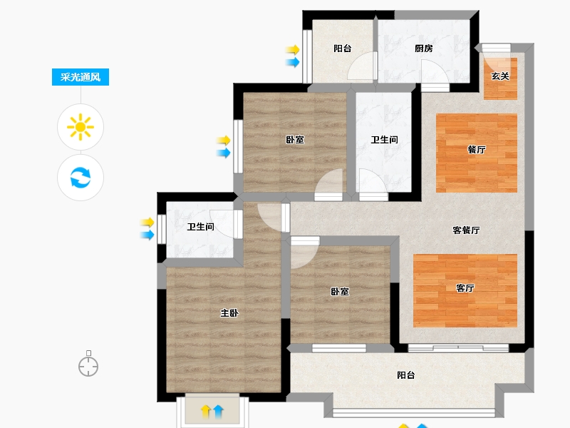 四川省-遂宁市-远升凤凰城-80.23-户型库-采光通风