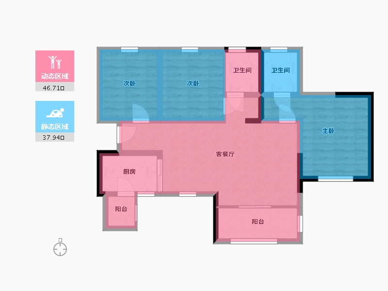 四川省-宜宾市-水映金沙-74.29-户型库-动静分区