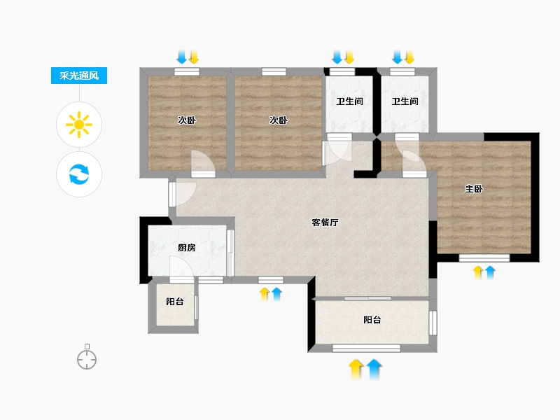 四川省-宜宾市-水映金沙-74.29-户型库-采光通风