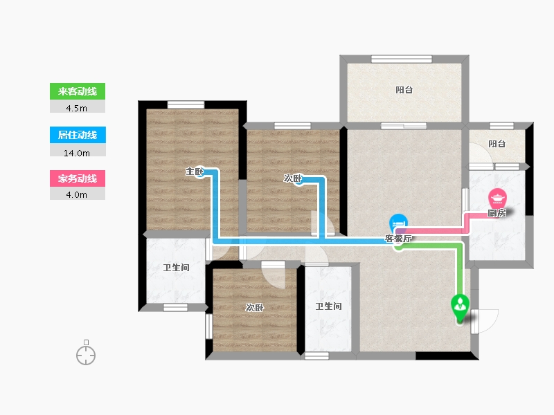 四川省-宜宾市-远达香榭里-86.43-户型库-动静线