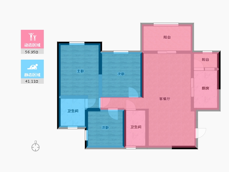 四川省-宜宾市-远达香榭里-86.43-户型库-动静分区