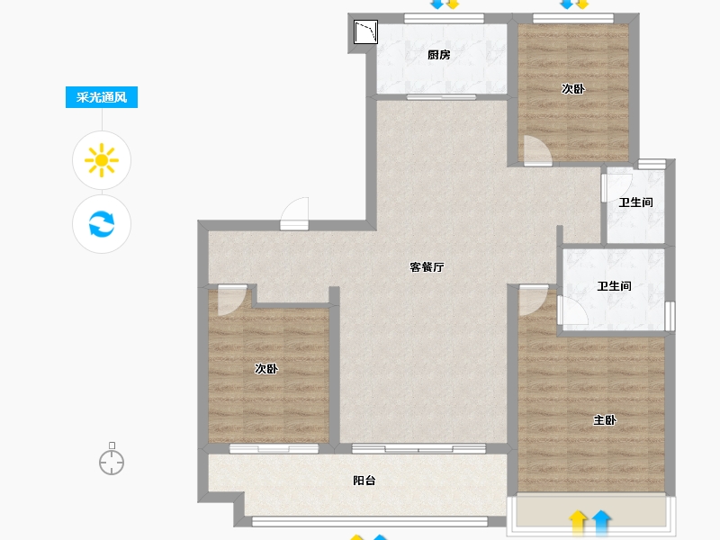 山东省-枣庄市-鸿鑫御景南区-99.28-户型库-采光通风