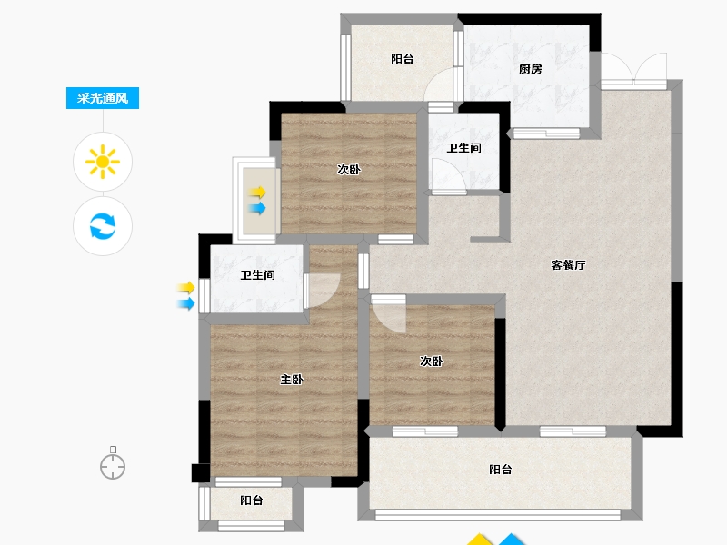 四川省-雅安市-长安·锦绣雅苑-91.72-户型库-采光通风