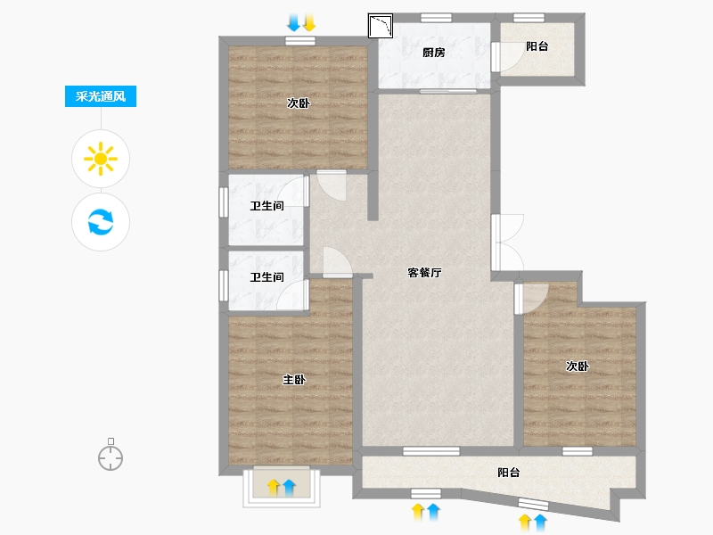 山东省-潍坊市-金尊华府-97.06-户型库-采光通风