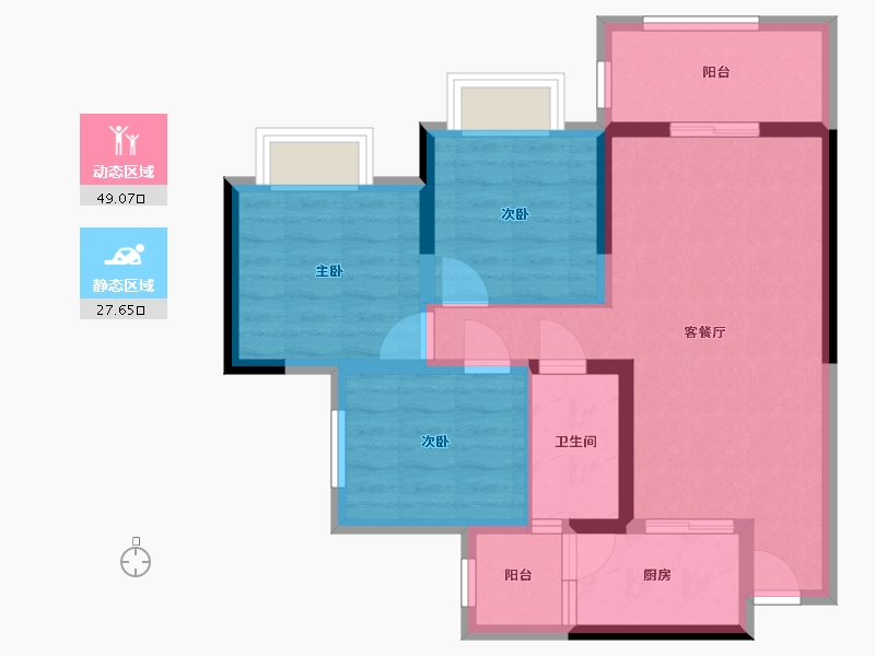 四川省-宜宾市-邦泰国际社区花园城-67.32-户型库-动静分区