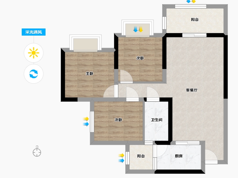 四川省-宜宾市-邦泰国际社区花园城-67.32-户型库-采光通风