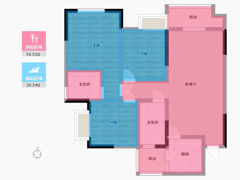 四川省-巴中市-杨坝.小院-80.97-户型库-动静分区